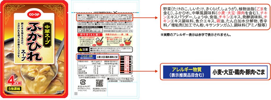 コープ商品のアレルギー表示の説明画像