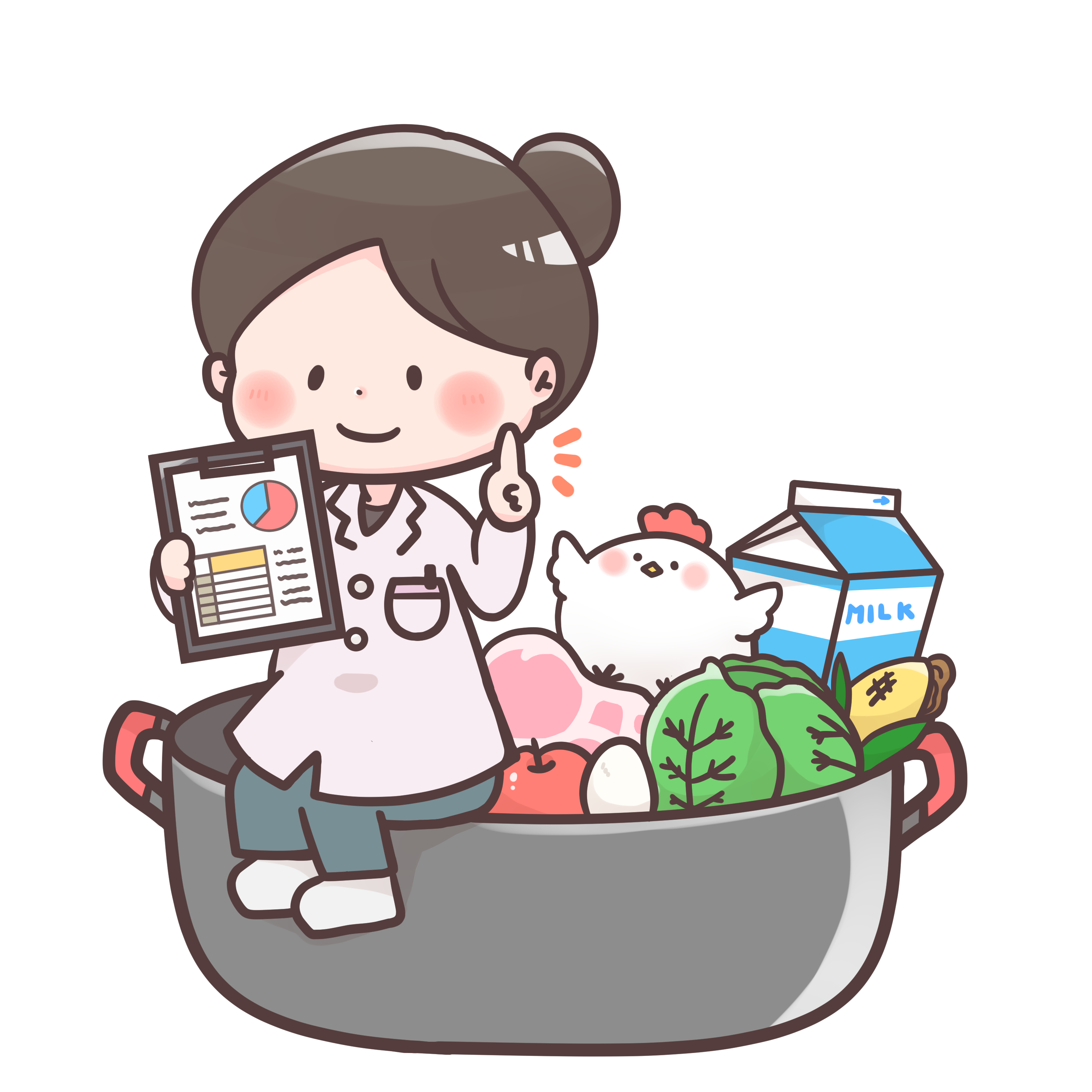 資料を手に説明する管理栄養士のイラスト